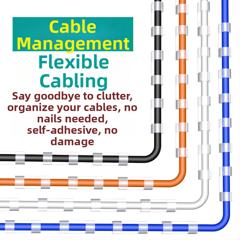 Clip organizator cabluri, autoadeziv, fără găuri, din plastic, stil creativ, pentru depozitare în bucătărie și la birou