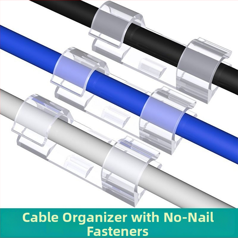 Clip organizator cabluri, autoadeziv, fără găuri, din plastic, stil creativ, pentru depozitare în bucătărie și la birou