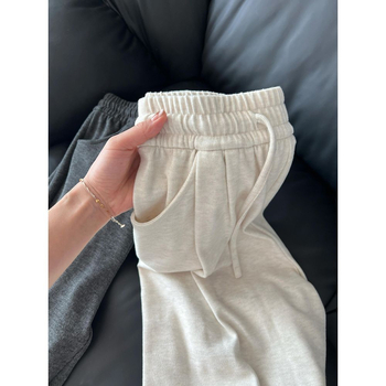 Pantaloni largi cu talie înaltă, căptuți cu fleece, croială lejeră, material gros, lungi