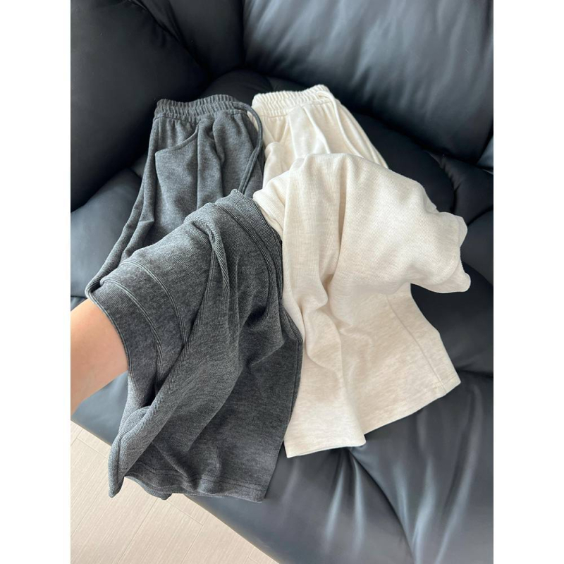 Pantaloni largi cu talie înaltă, căptuți cu fleece, croială lejeră, material gros, lungi