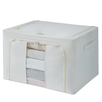 Κουτί αποθήκευσης ρούχων με ενισχυμένο μεταλλικό σκελετό, υφασμάτινος οργανωτής από πολυεστέρα-βαμβάκι, 100 L, ανθεκτικό στην υγρασία και στη σκόνη, για ντουλάπα