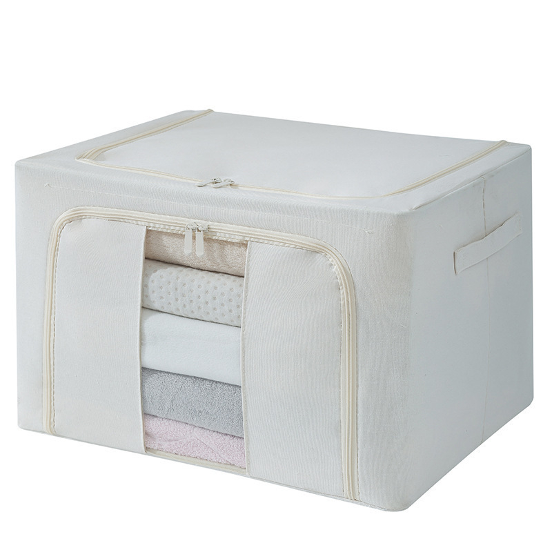 Κουτί αποθήκευσης ρούχων με ενισχυμένο μεταλλικό σκελετό, υφασμάτινος οργανωτής από πολυεστέρα-βαμβάκι, 100 L, ανθεκτικό στην υγρασία και στη σκόνη, για ντουλάπα