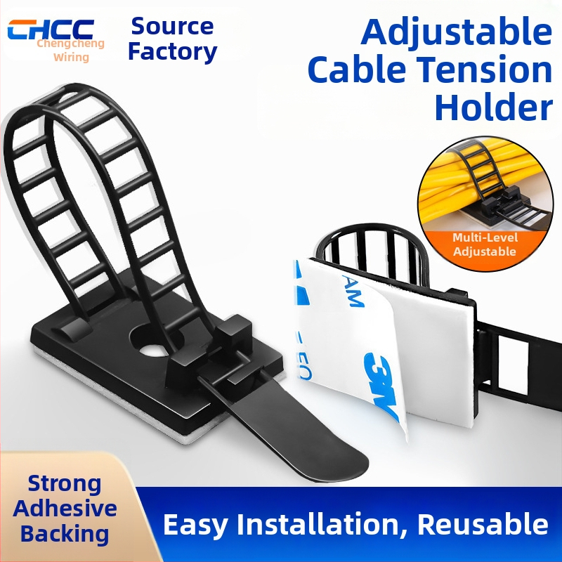 CHCC clip reglabil pentru cabluri cu adeziv 3M, montaj fără găuri