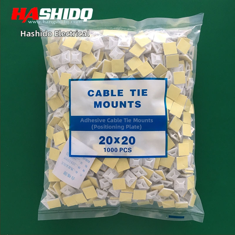 Plastmasas sūkņa stiprinājums kabelu saitēm ar pašlīmējošu pamatni, HASHIDQ zīmols, pielietojums: abu