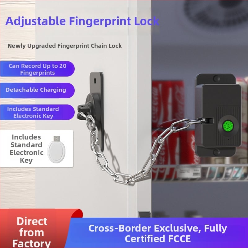 Biomeetriline lukk külmikule ja kapile – Mudel FQ23, 20 sõrmejälje salvestus, skanneerimise aeg <0,05 s, vale vastuvõtmise määr <0,001, töötemperatuur -25~60°C