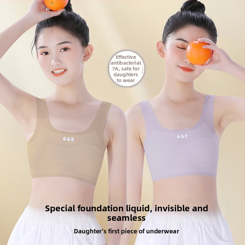 Σετ εσωρούχων κοριτσιού σε φάση ανάπτυξης: φανελάκι και σουτιέν εκπαίδευσης, ύφασμα νάιλον/ελαστάν 60%/40%, κατηγορία ασφαλείας Α, για παιδιά άνω των 8 ετών, καλοκαίρι 2025