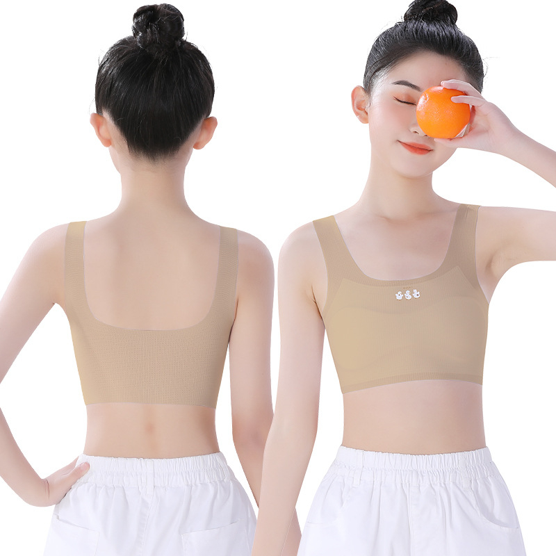 Σετ εσωρούχων κοριτσιού σε φάση ανάπτυξης: φανελάκι και σουτιέν εκπαίδευσης, ύφασμα νάιλον/ελαστάν 60%/40%, κατηγορία ασφαλείας Α, για παιδιά άνω των 8 ετών, καλοκαίρι 2025