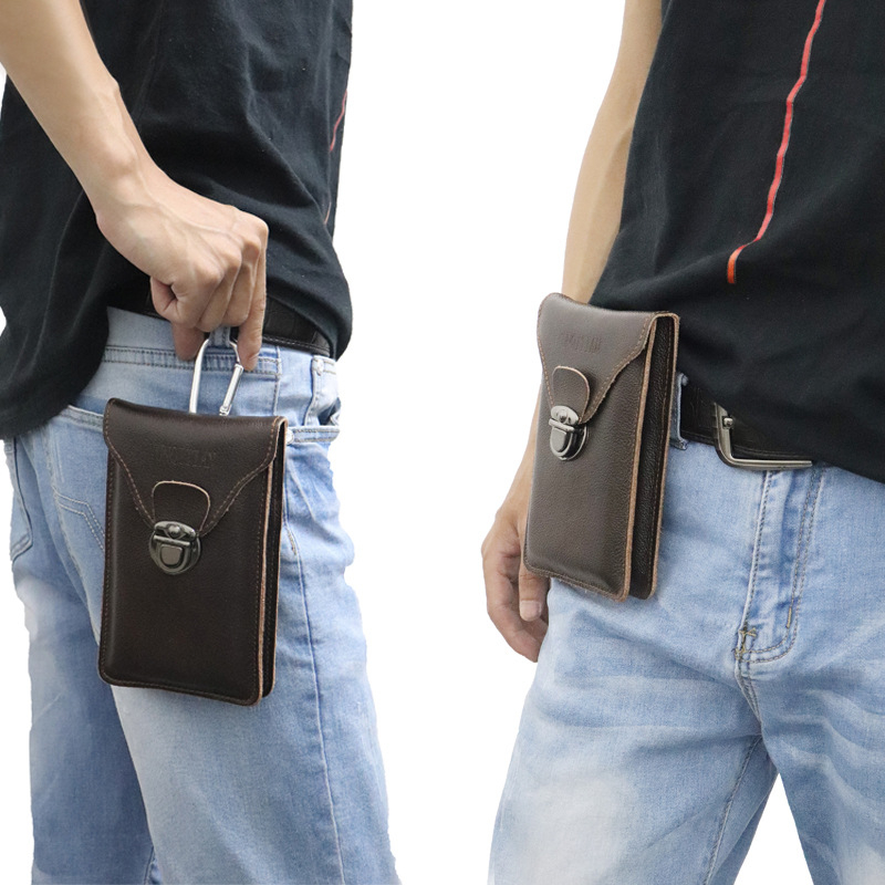 Vīriešu tālruņa somiņa uz jostas – vertikāla kvadrātforma, PVC, rāvējslēdzējs, kartes nodalījums, ūdensizturīga un izturīga, daudzfunkcionāla