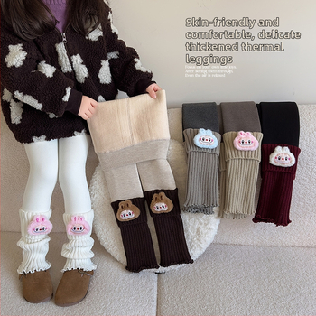 Bērnu siltas zeķbikses ar integrētām zeķēm ziemai, džakarda adījums