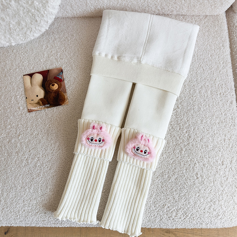 Bērnu siltas zeķbikses ar integrētām zeķēm ziemai, džakarda adījums