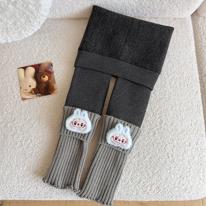 Bērnu siltas zeķbikses ar integrētām zeķēm ziemai, džakarda adījums