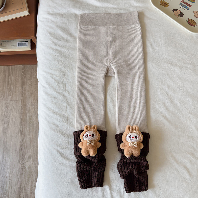 Bērnu siltas zeķbikses ar integrētām zeķēm ziemai, džakarda adījums