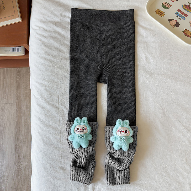 Bērnu siltas zeķbikses ar integrētām zeķēm ziemai, džakarda adījums