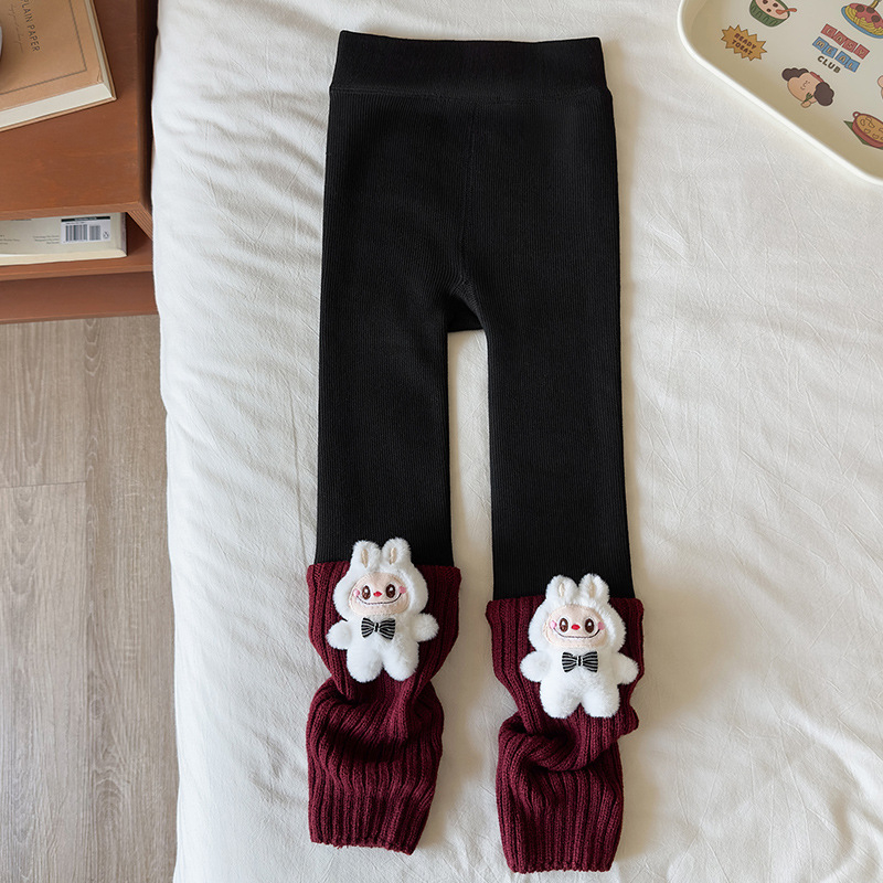 Bērnu siltas zeķbikses ar integrētām zeķēm ziemai, džakarda adījums