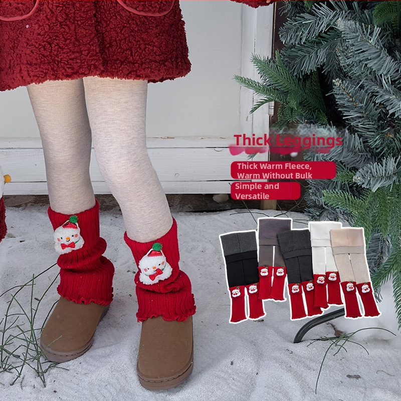 Bērnu siltas zeķbikses ar integrētām zeķēm ziemai, džakarda adījums