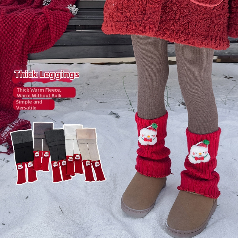 Bērnu siltas zeķbikses ar integrētām zeķēm ziemai, džakarda adījums