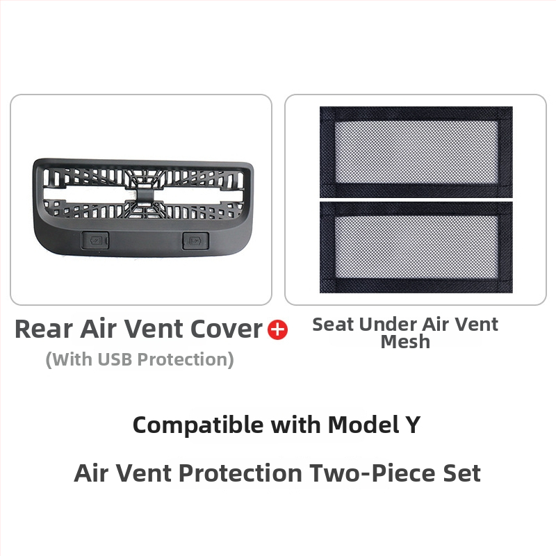 Užpakalinis oro vėdinimo angos dangtelis šešių vietų Tesla Model Y/Model 3/YL – TPE medžiaga, logotipo spausdinimas įmanomas