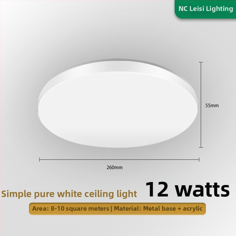 Lubinė LED lempos šviestuvas, apvalus, skirtas koridoriams ir vonios kambariui, modernus minimalistinis dizainas, 220V, 5–10 m² apšvietimo zona