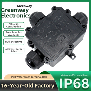 Greenway LED uzavretá plastová vodotesná spojovacia skrinka typu T, 1 vstup 2 výstupy, IP68 pre vonkajšie osvetlenie a riadenie cestnej signalizácie