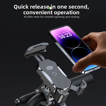 Telefono laikiklis motociklui ir dviračiams, atsparus vandeniui ir smūgiams, snap-on tvirtinimas, modelis YC17, suderinamas su galiniu veidrodžiu