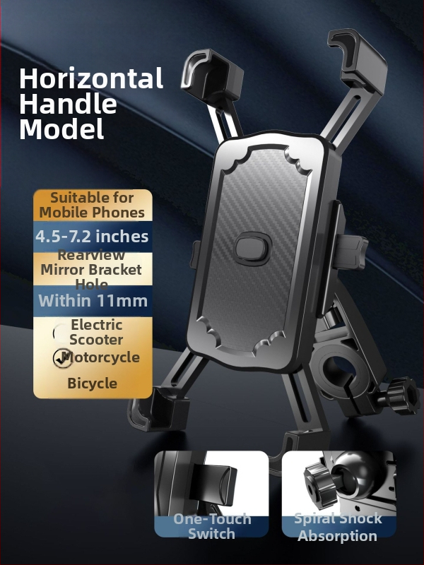 Telefono laikiklis motociklui ir dviračiams, atsparus vandeniui ir smūgiams, snap-on tvirtinimas, modelis YC17, suderinamas su galiniu veidrodžiu