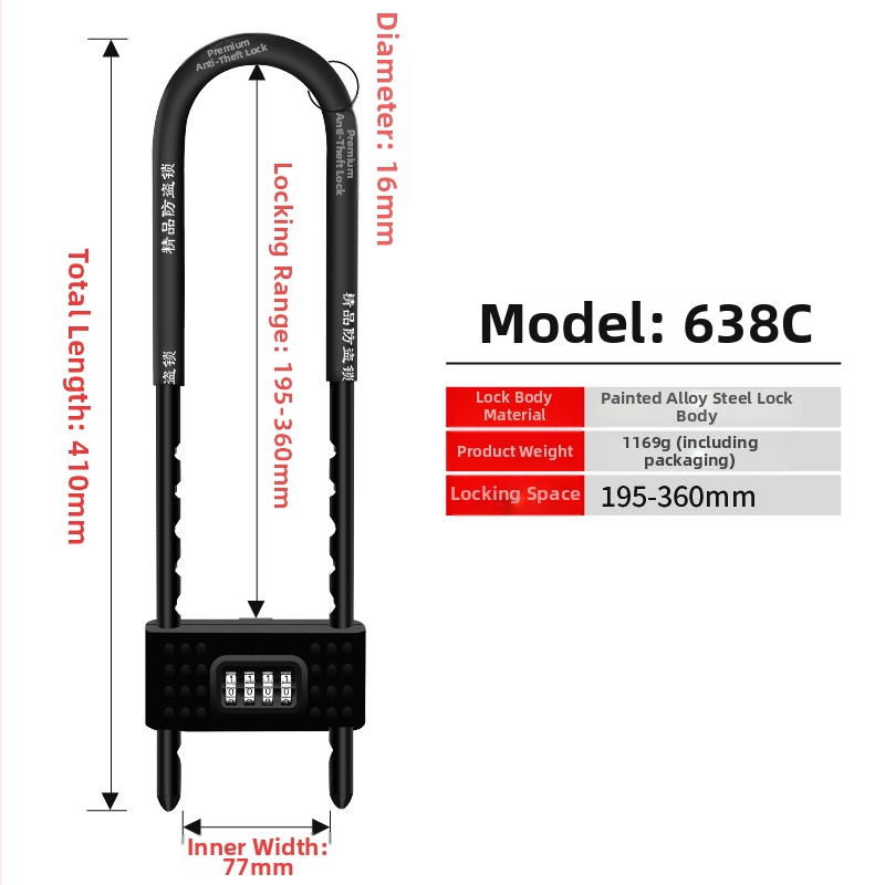 U formos užraktas stiklo durims, parduotuvių durims skirtas slankiojančioms dviejų durų anti-vagystės užraktas, dvigubo atidarymo rinkinys (Modelis: Type C; Medžiaga: ABS korpusas; Ženklas: Zhiwei; Pritaikymas: stiklinės durys, parduotuvių durys, slankioja