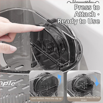 Kampinis praustuvo laikiklis su siurbtuku, namų virtuvė, sieninis, daugiafunkcinis, didelė talpa, nusausinimo krepšys