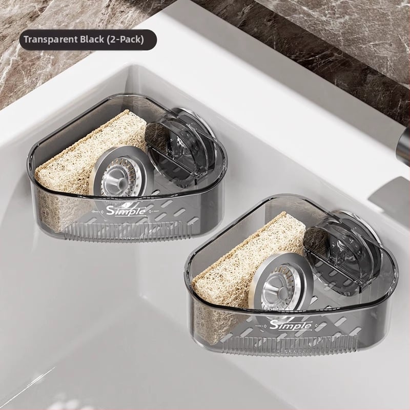 Kampinis praustuvo laikiklis su siurbtuku, namų virtuvė, sieninis, daugiafunkcinis, didelė talpa, nusausinimo krepšys