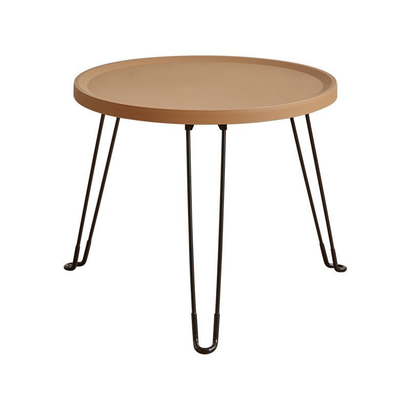 Сгъваема кръгла пластмасова странична маса с метална рамка за дневна и спалня