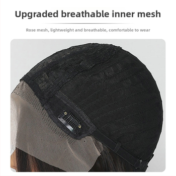 Parūka SZ-22 no Xinyi: gara taisnas mati ar sānu bangs, pilnīgi rokām adīta, augstas temperatūras vads