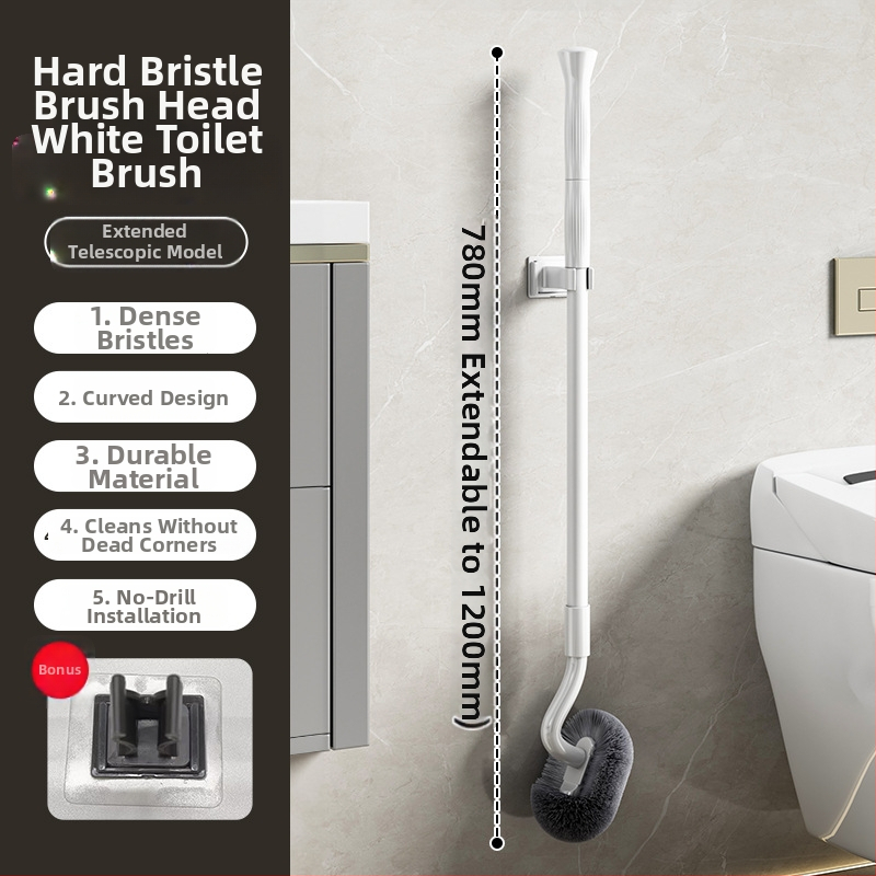 S-formos teleskopinis sieninis klozeto šepetėlis, skirtas squat tualetėms, nerūdijančio plieno, be mirštančių kampų