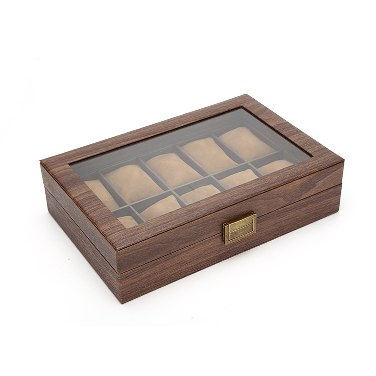 Cutie din lemn pentru ceasuri și bijuterii cu compartimente 3/6/10/12; material: lemn; scop: depozitare ceasuri