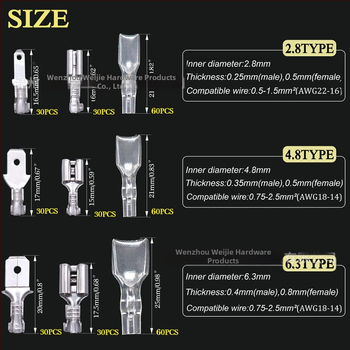 Weijie kištinių terminalų rinkinys, 1 polius, krimps jungtis, laidų terminalai