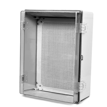 IP65 plastmasas ūdensizturīga sadales kārba ārējai lietošanai, korpuss ABS/PC, sienas montāža ar šarnīru aizslēgu, caurspīdīgs vāciņš