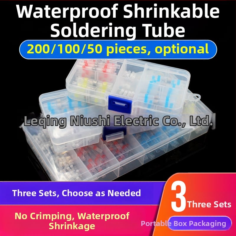 SST litavimo žiedų rinkinys, atsparus vandeniui, šilumos susiuvimo vamzdeliai, izoliuota terminalų dėžutė, 100 vnt