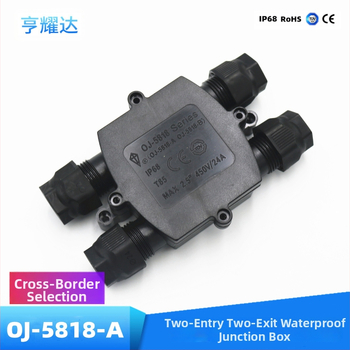 IP68 vandens atspari jungčių dėžė su dviem įėjimais ir dviem išėjimais, 3 pozicijų terminalo blokas (lauko LED gatvių apšvietimui)