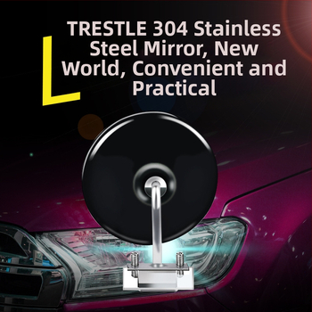 Apvalus 304 nerūdijančio plieno galinis veidrodėlis, plokščias veidrodėlis, suderinamas su GM sedan, pritaikomas apdorojimas