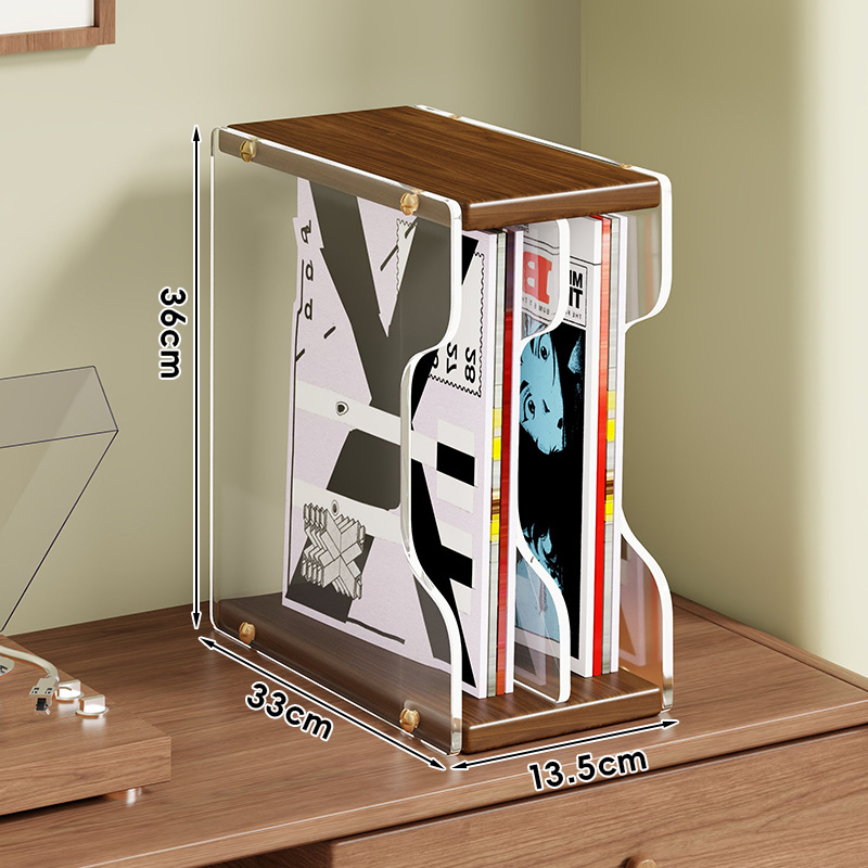 Vinilo įrašų laikymo laikiklis iš MDF ir akrilo, šiuolaikiškas minimalistinis dizainas, modelis 2218083829504804096, daugiafunkcinis