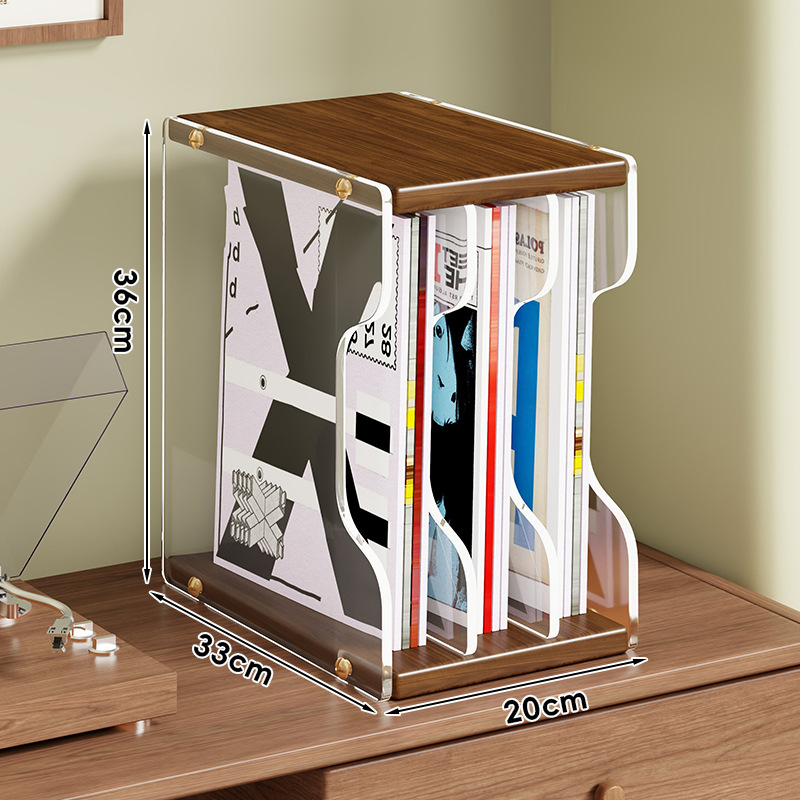 Vinilo įrašų laikymo laikiklis iš MDF ir akrilo, šiuolaikiškas minimalistinis dizainas, modelis 2218083829504804096, daugiafunkcinis