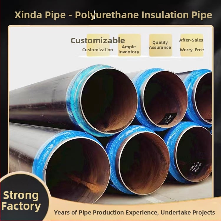 Poliuretano izoliuotas plieninis vamzdis su plienos šerdimi; darbinė temperatūra -60–140°C; šilumos laidumas 0,033 W/mK; apkrovos atsparumas ≥0,38