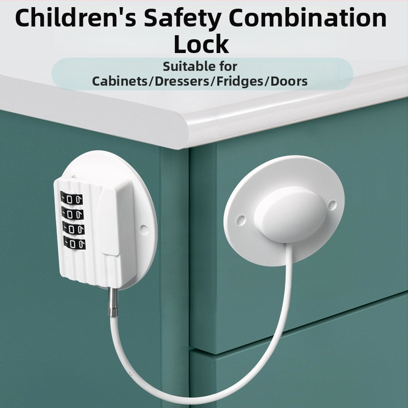 Bērnu drošības kombinētā atslēga skapjiem bez urbšanas — piemērots skapjiem, atvilktnēm un ledusskapim — ABS materiāls, modelis B601, zīmols NBYT, mūsdienīgs vienkāršs stils