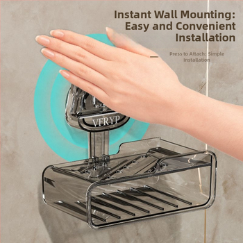 Seininis muilo laikiklis su siurbtukais, be gręžimo, dviejų dalių rinkinys, iš plastiko, CE sertifikatas, paprastas ir modernus stilius