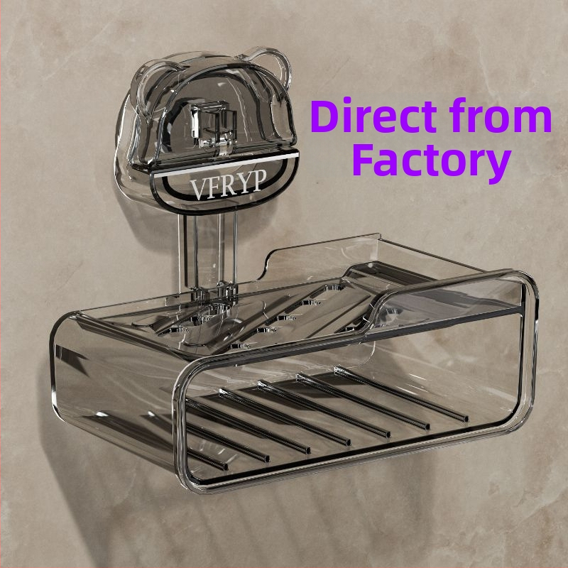 Seininis muilo laikiklis su siurbtukais, be gręžimo, dviejų dalių rinkinys, iš plastiko, CE sertifikatas, paprastas ir modernus stilius