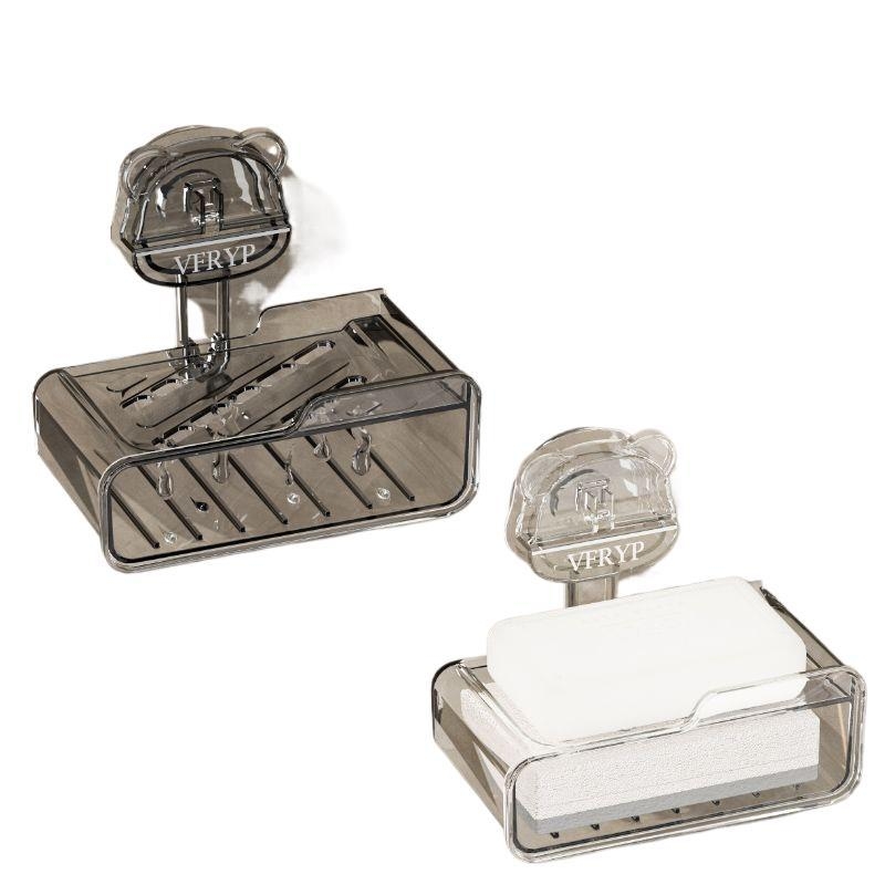 Casetă de săpun montată pe perete cu ventuze, fără găuri, set din două piese, din plastic, certificat CE, stil simplu și modern