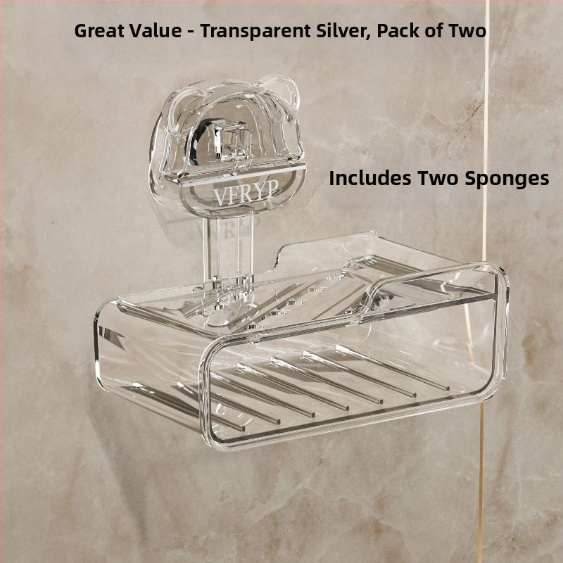 Seininis muilo laikiklis su siurbtukais, be gręžimo, dviejų dalių rinkinys, iš plastiko, CE sertifikatas, paprastas ir modernus stilius