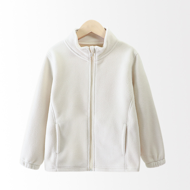 Gyerekeknek készült fleece-béléssel ellátott kabát, állógallér, cipzár, hosszú ujjú, 3–8 éveseknek