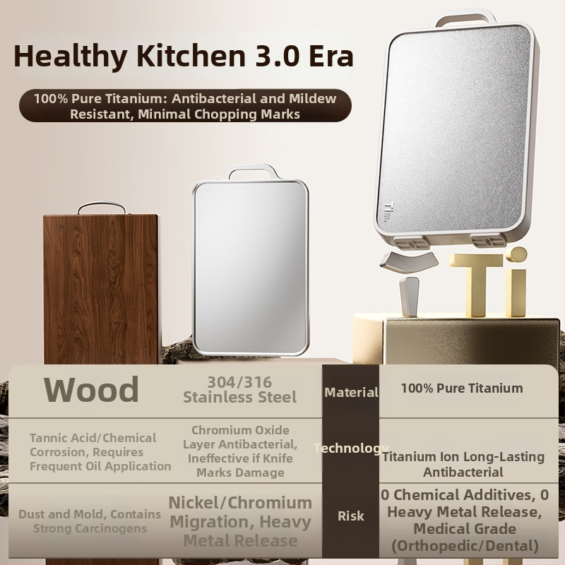 Titanová doska na krájanie, obojstranná, antibakteriálna, proti plesniam, domáca použitie