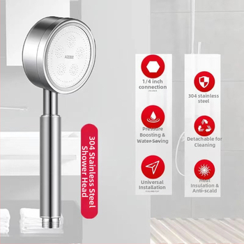 304 nerūdijančio plieno dušo galvutės komplektas | rankinis spaudžiamas lietaus dušas | rankinis montavimas | apvalus formos | Modelis: 304 dušo galvutė