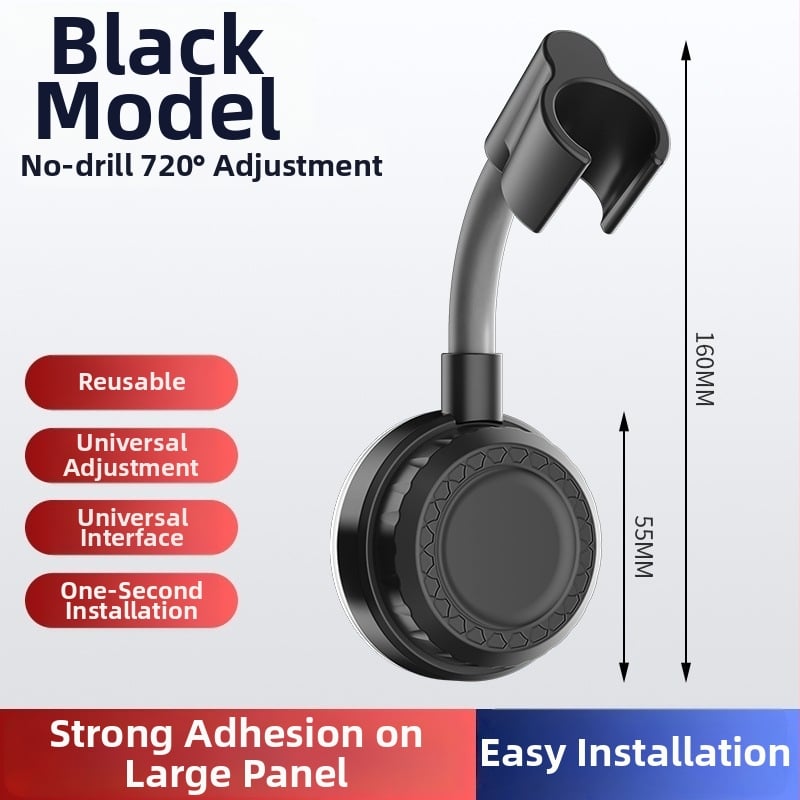 Dušo galvos laikiklis su lipniu montavimu, nerūdijantis plienas, be gręžimo, naujas Kinijos stilius