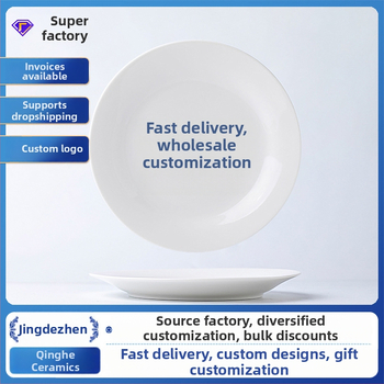 Keraminė plokščios formos lėkštė, apvali, tinkama mikrobangų krosnelėms, su underglazės spalva